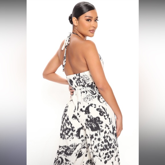 NWT🤍❣️🖤Animal Print Jumpsuit - Black/combo Sz 1X🐆 - Picture 5 of 10